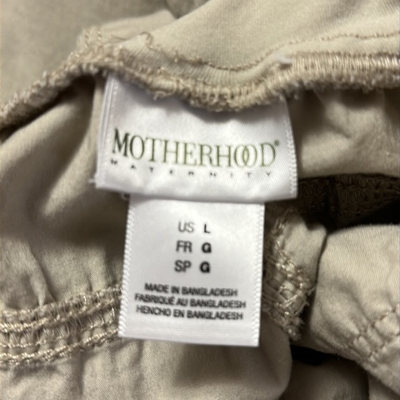 Motherhood Maternity Cargo Cotton/Spandex Khaki Over Bump Maternity Tab Pants L - Picture 8 of 8